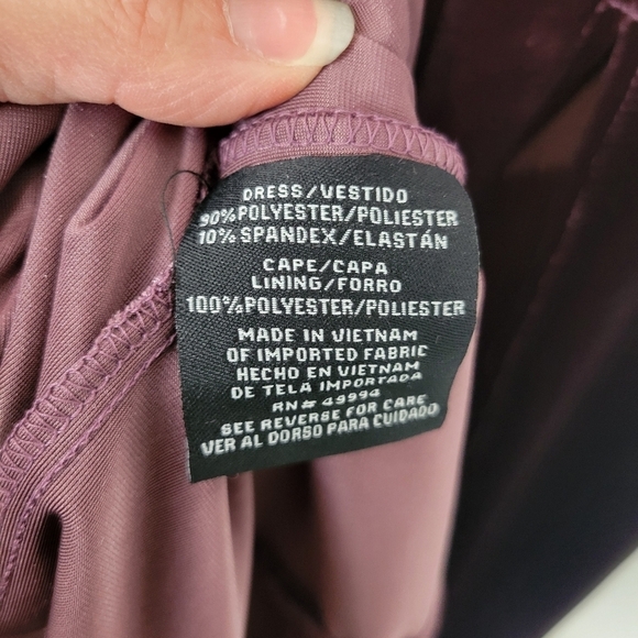 NWT R&M Richards Petite Chiffon-Cape Cowlneck Velvet Gown in Wine Size 4P - Picture 14 of 15